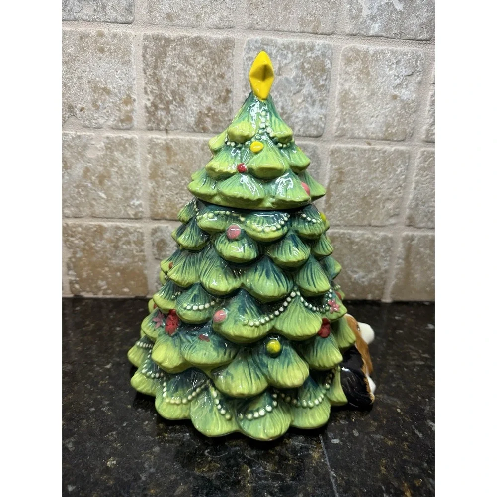 Pioneer Woman Dog Charlie Christmas Tree Cookie Jar Wishful Winter Classic Decor